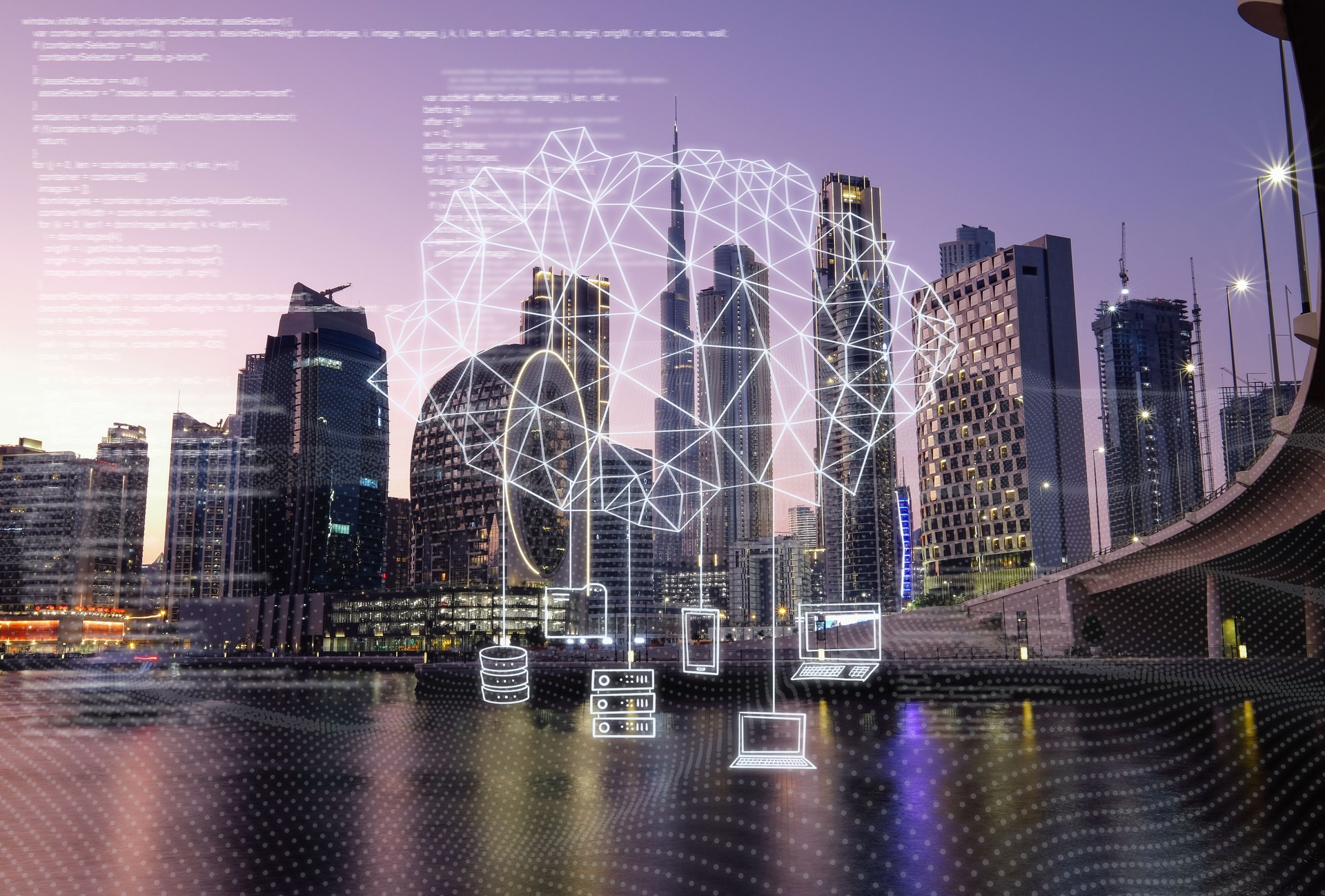 Cloud computing data technology internet connection city